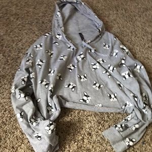French Bulldog Cropped Hoodie